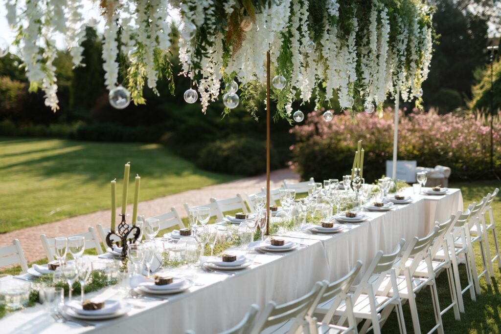 Banquet in the garden for a wedding