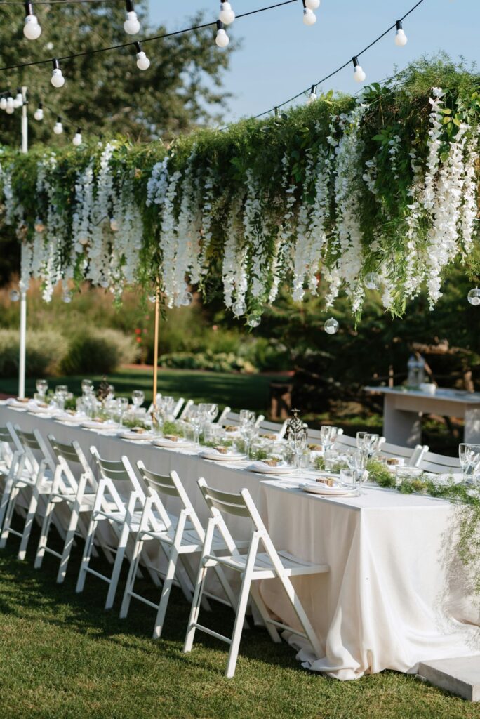 Banquet in the garden for a wedding