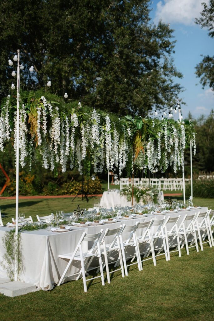 Banquet in the garden for a wedding